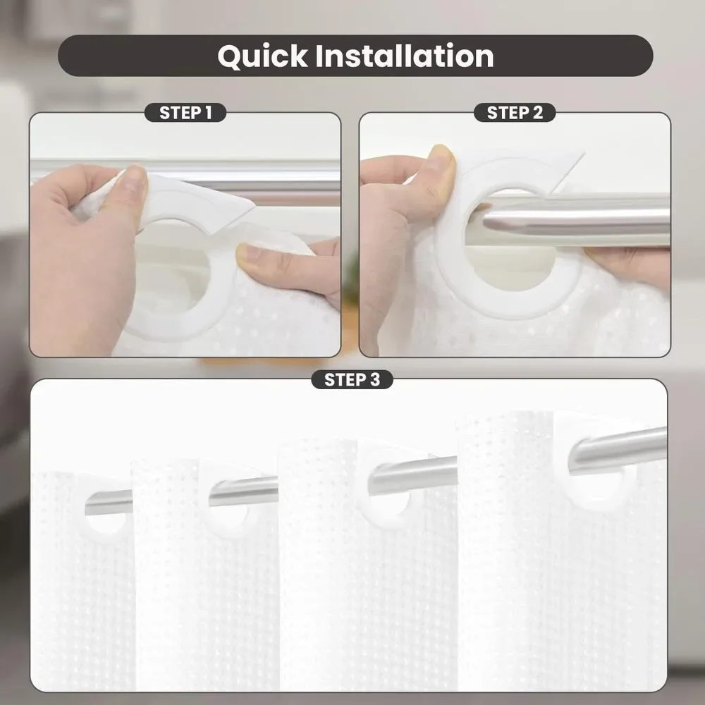 No Hook Waffle Weave Shower Curtain with Removable Snap in Fabric Liner Set